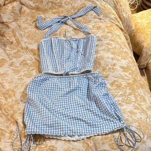 Blue Gingham Halter set